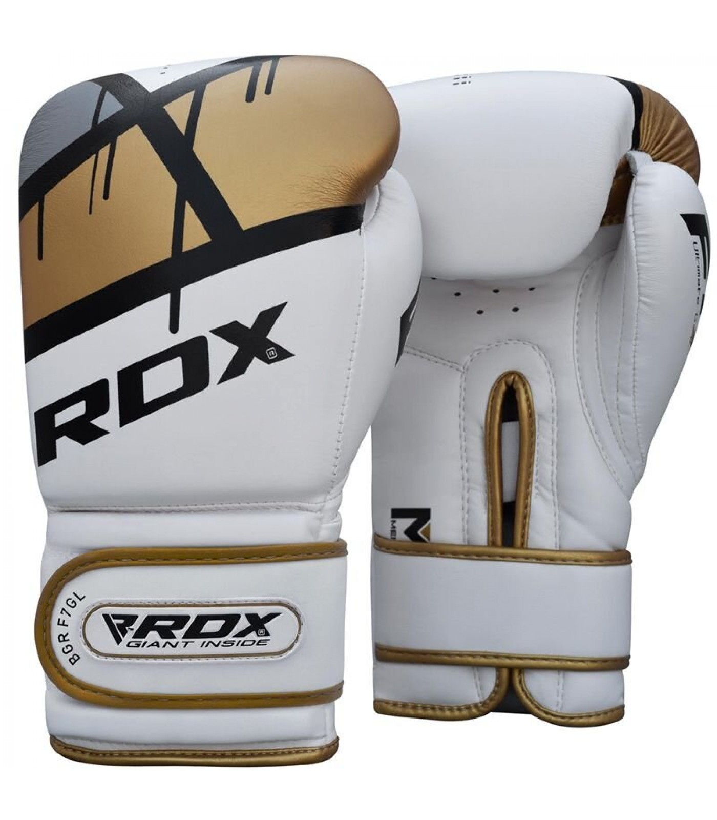 Боксови ръкавици - RDX BOXING GLOVES BGR-F7 - WHITE/GOLD - BGR-F7GL